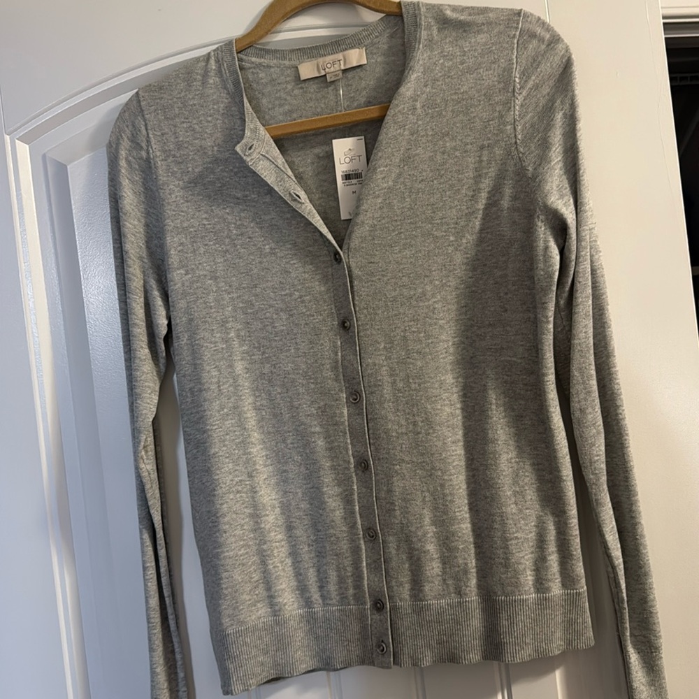 Loft Ann Taylor Medium Cardigan NWT Gray